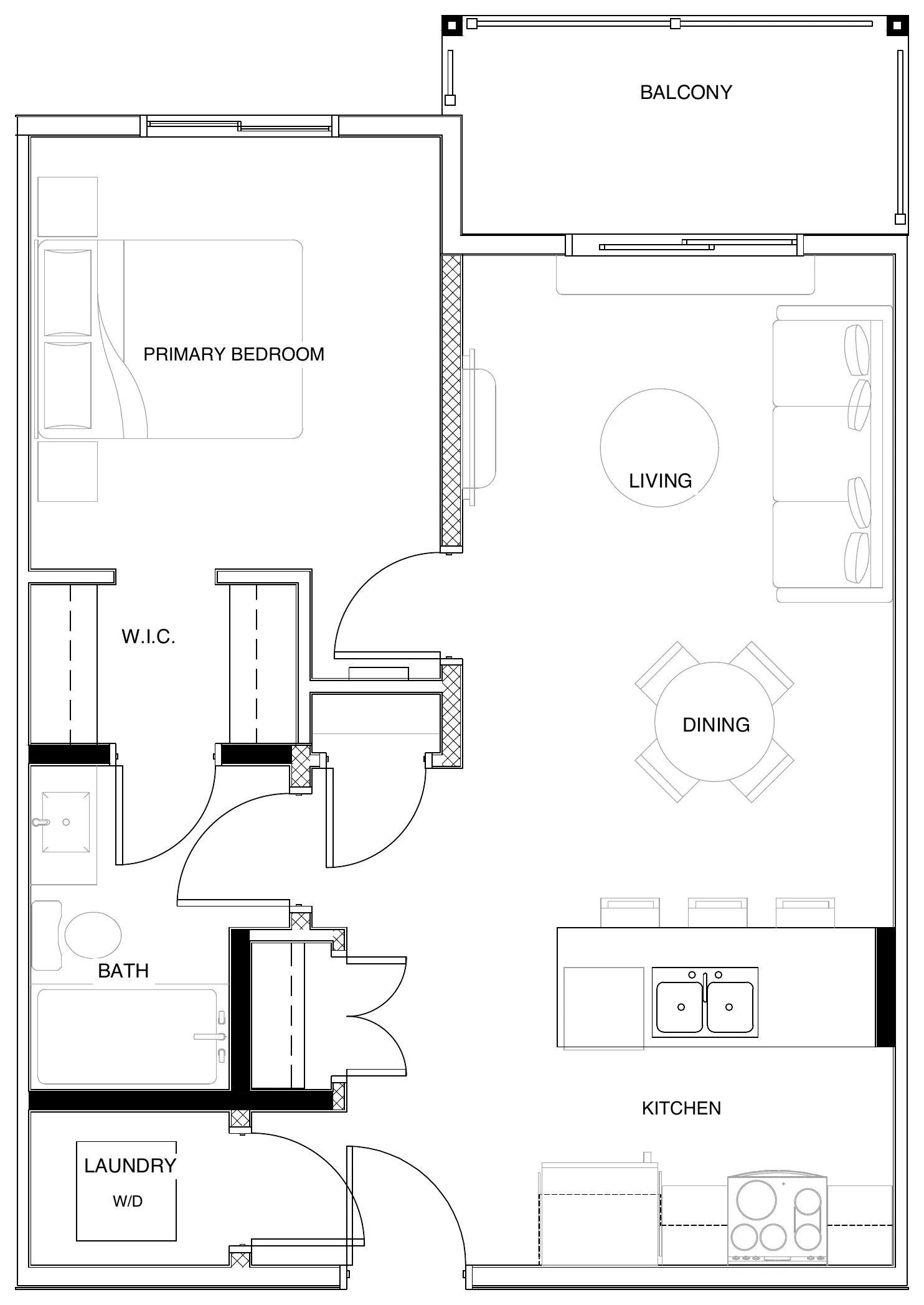 Ashlar (Plan A) floor plan: 1 bedroom, 1 bathroom