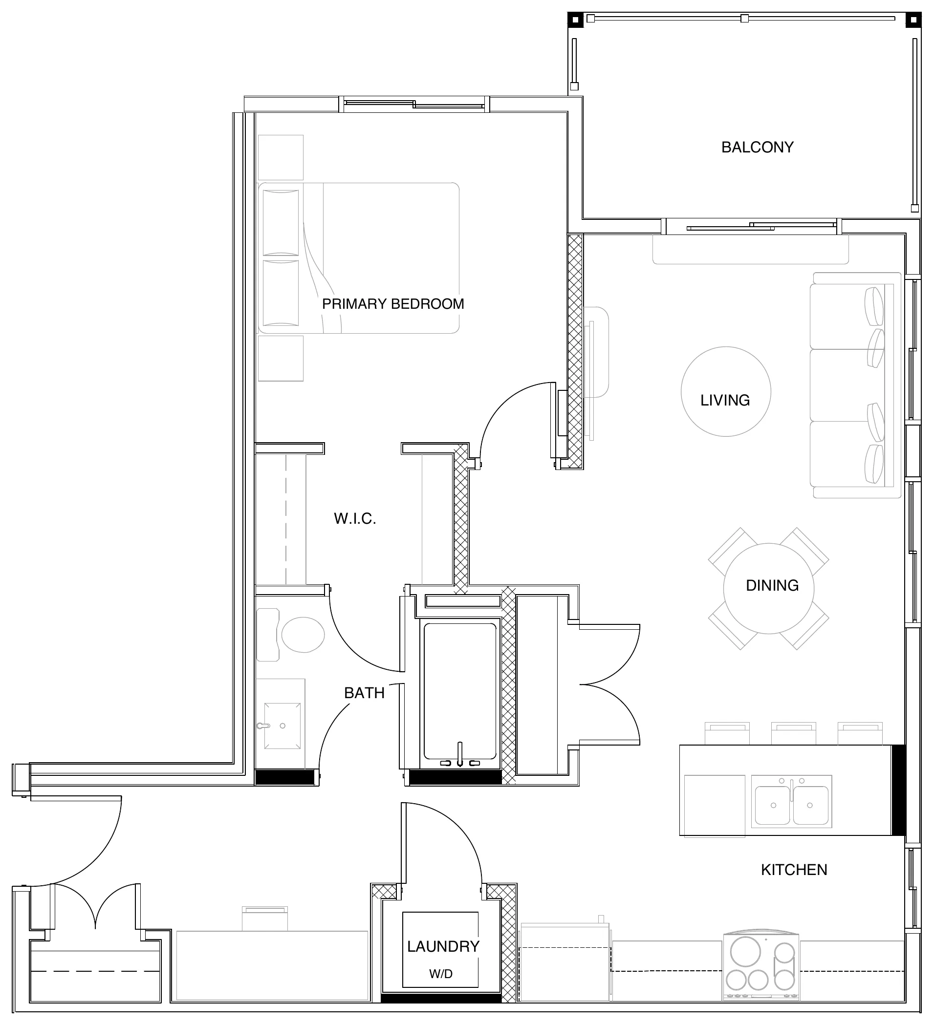 Lintel (Plan A1) floor plan: 1 bedroom, 1 bathroom